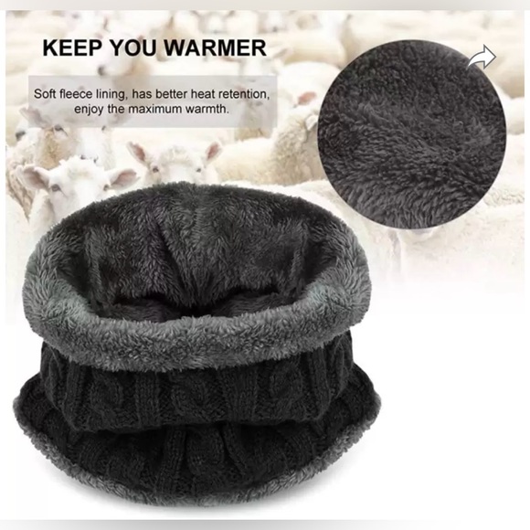 Unisex Cable Knit Fleece Lined Neck Gaiter - Picture 1 of 6